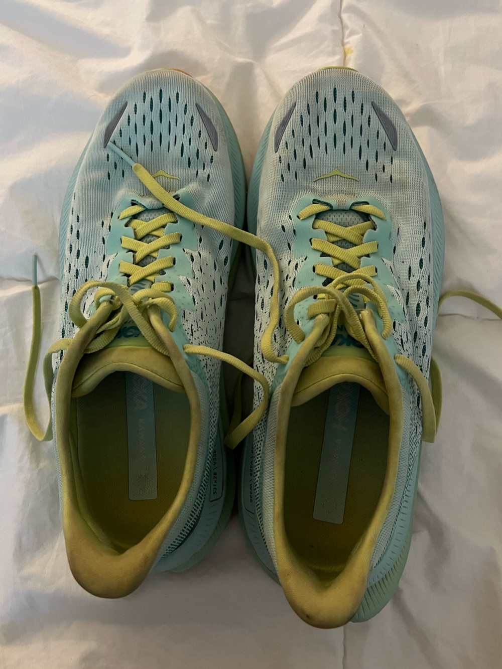 Hoka Light Blue and Yellow Women's Running Shoes